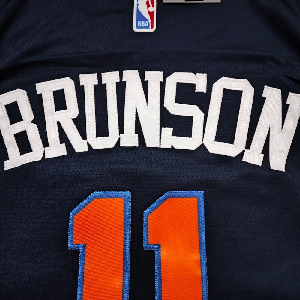 NBA New York Knicks Navy Blue and Orange #11 Jersey - Jordan Brand - Picture 3 of 6